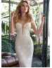 Long Sleeves Beaded Tulle Dreamy Wedding Dress